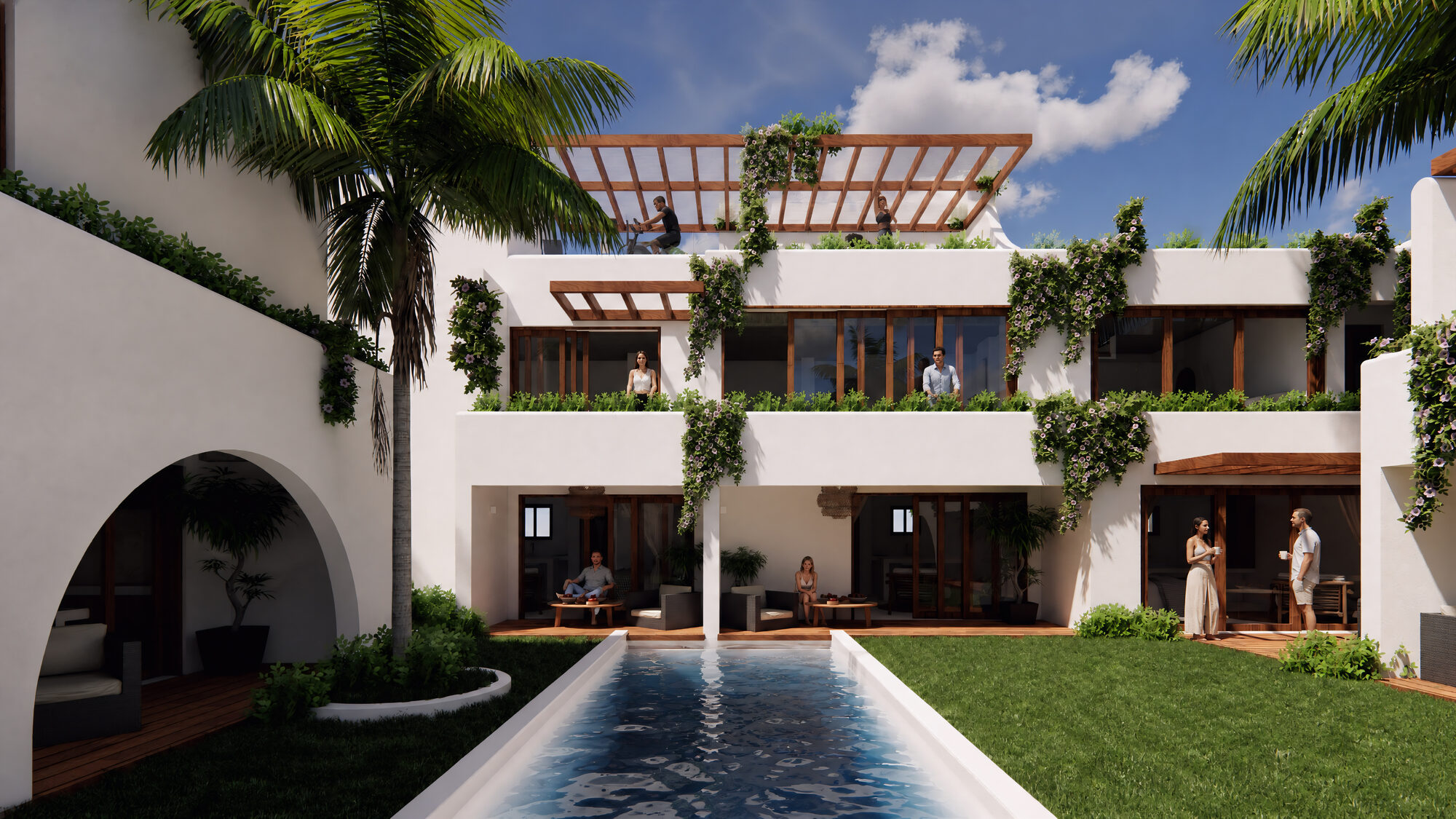 Piscina e academia do Kite Villas