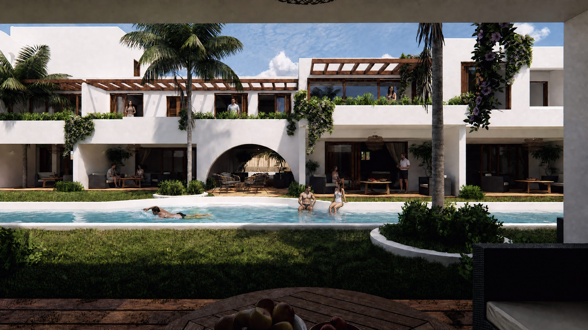 Piscina e jardim