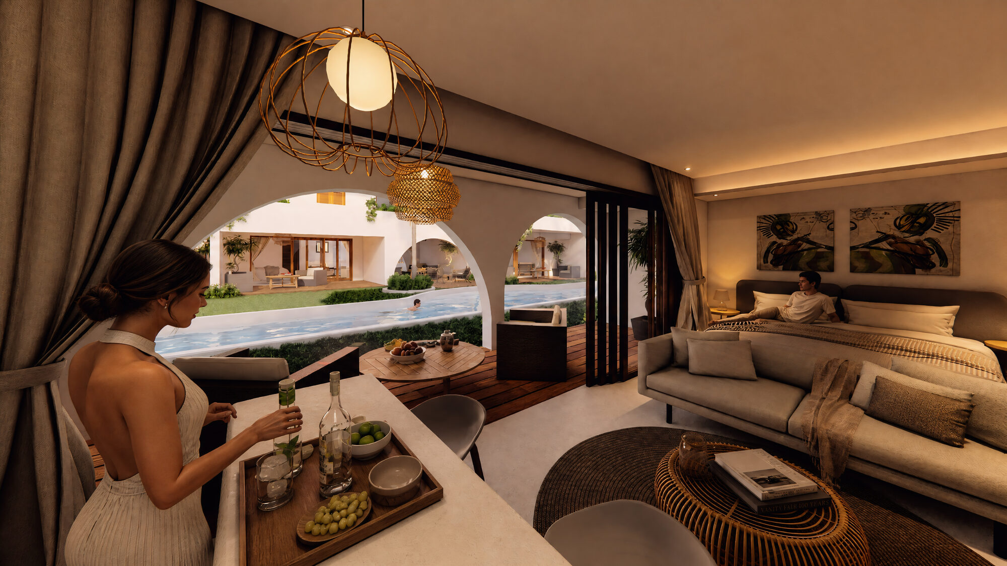 Suíte com terraço do Kite Villas